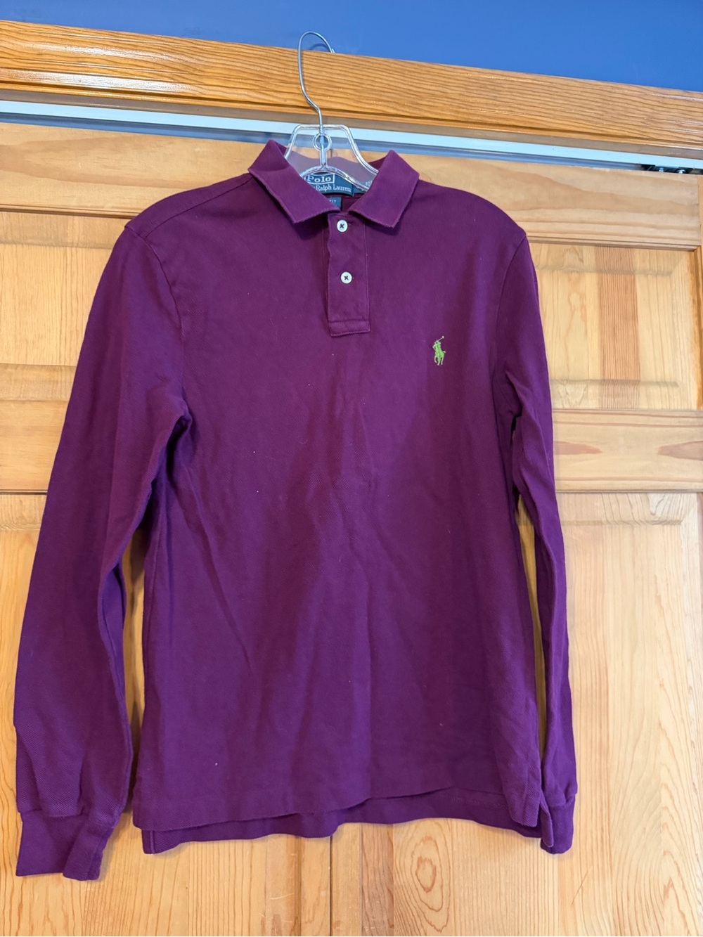 Ralph Lauren Men's Long-Sleeve Polo - Plum Purple with Green Pony
